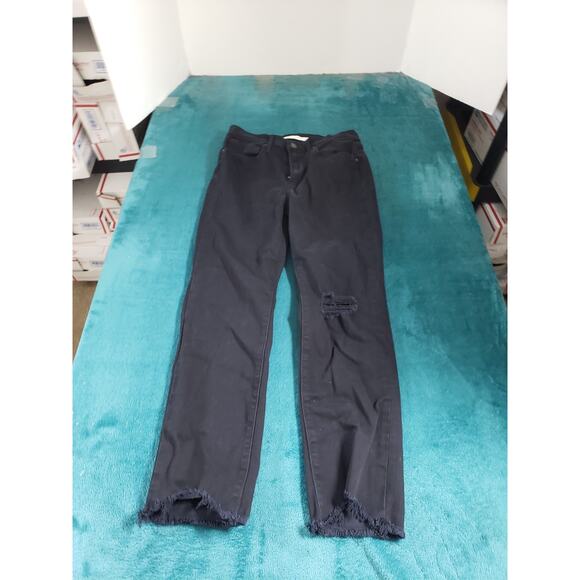 Levis 724 Jeans Size 27 Womens Black Stretch Pants High Rise Straight Cropped - Picture 1 of 15